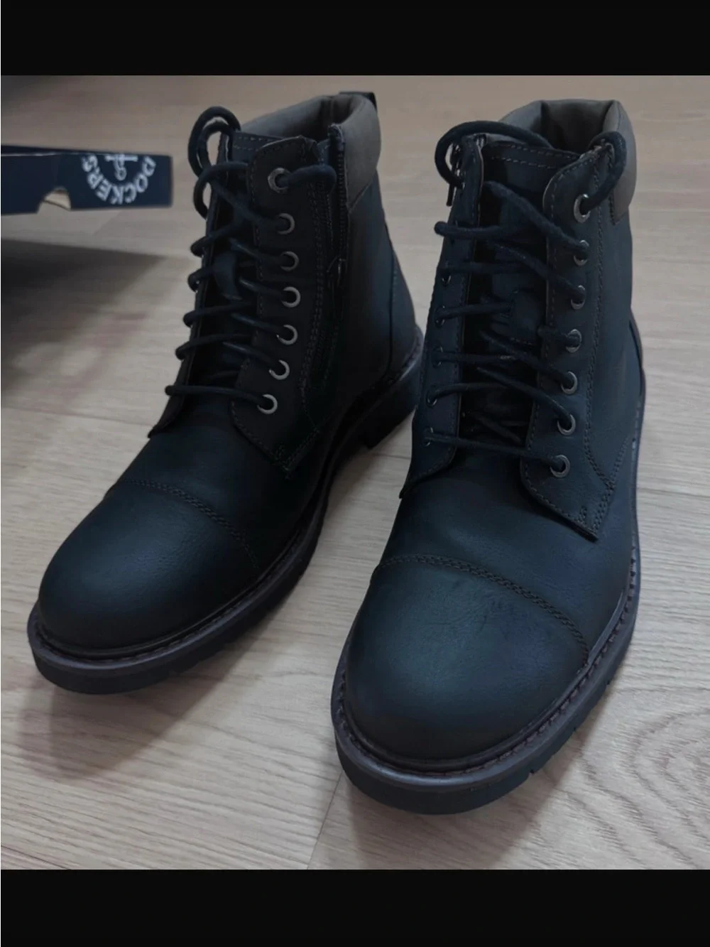 Dockers Black Lace-Up Leather Ankle Boots